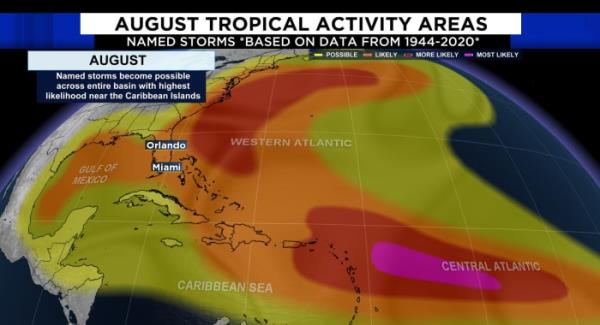 热带活动预计将在8月份增加